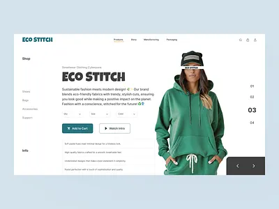 EcoStitch – Sustainable Fashion, Styled Right! branding clothes design ecomm ecommerce fashion green landing page minimal solid color sustainable ui ui ux web design website