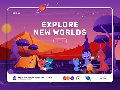 Gadgets In Every World Design Concept cartoon characters creative design device gadgets landing page smartphone technology ui ux web design website