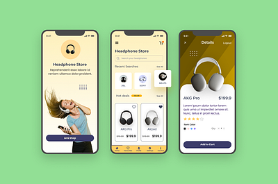 Headphone Store High Fidelity Prototype app design graphic design ui ux web design wireframing