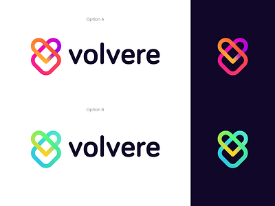 Volvere Color Exploration abstract app brand identiy brand mark branding couples creative designer freelancer illustration letter mark logo love love logo mark minimal symbol technology v logo v mark