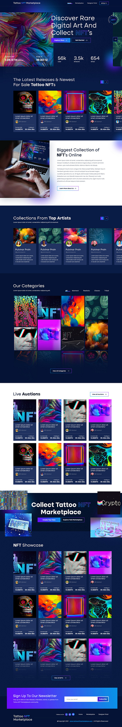 NFT Marketplace Web page || Digital Art NFT features ui ux website