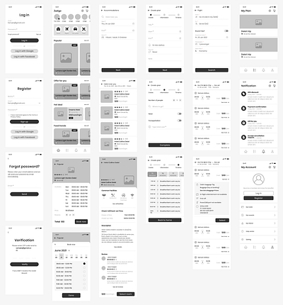 Wireframe Travel app design figma graphic design illustration travel ux wireframe