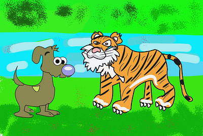 tiger and dog artwork children children storybooks colouring drawing forest illustration kids pages