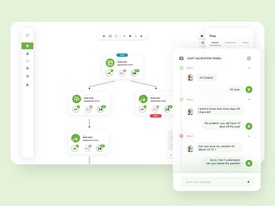 Flow map diagram with expandable chat details app canvas chat chatbot data flow design diagram flow gojs message toolbar ui