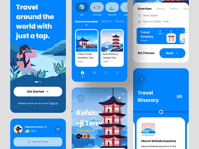 Travel App Mobile agency app app design booking clean destination explore flight japan journey maps mobile mobile app tourism travel travel app traveller trip ui vacation