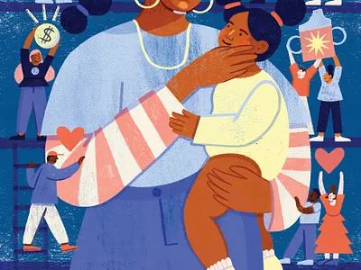 Single Parents character children digital editorial folioart illustration olivia waller parent texture