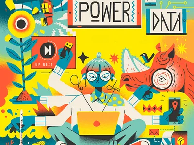 The Power of Data character cover digital editorial folioart illustration magazine muti technology texture