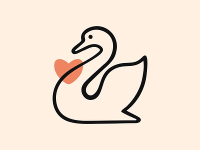 Swan! bird birds brand branding crane goose heart icon illustration line art logo logo design love mark minimal monoline stork swan symbol wings