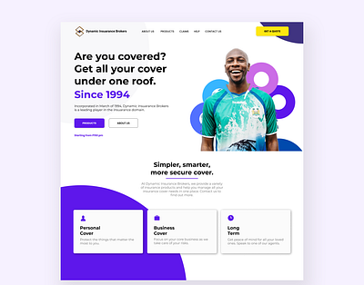 Dynamic Insurance Brokers Concept Web Site Design branding business design figma insurance landingpage ui web