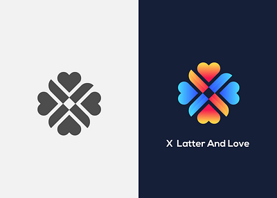 X Latter and Love best color branding color combination colorlogo design gradiand graphic design icon identity illustration logo logo branding logo concept logo design logo idea logo skech love typography vector x latter