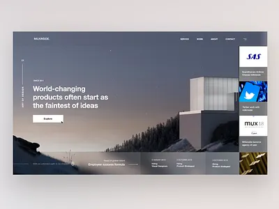 New Milkinside web site 3d animation branding c4d dashboard forest home house illustration landing motion mountains news page simple swiss tree ui ux web