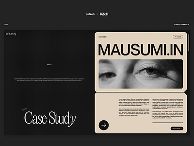 Case Study Insp - Pitch x Dribbble Playoff Submission branding dribbble druhin editorial figma mausumi minimal pitch presentation typography ui visual design