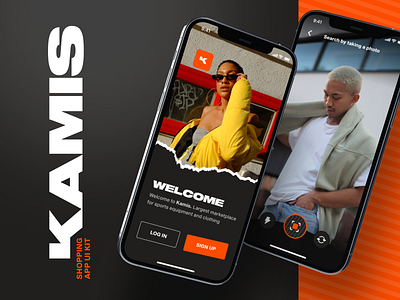 KAMIS - Shopping app UI Kit app kit branding clothing app design kit download downloadable e commerce ecommerce graphic design kit logo shop shopping ui ui ux ui design ui kit uidesign uiux
