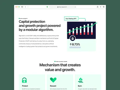 Blockchain Startup Landing Page: AlgoVest blockchain clean cryptocurrency illustration landing page startup ui ux website