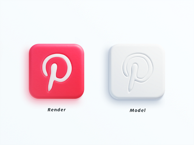 Pinterest Icon 3d color design icon illustration logo ui