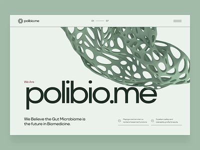 Polibio.me — Microbiome Startup Web Design | About Us Page 3d about animation biotech cancer cell cure disease drug gene genetics green health interaction landing page microbiome pharma science ui ux