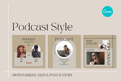 Instagram Creator Podcast CANVA Template bohemian promotion