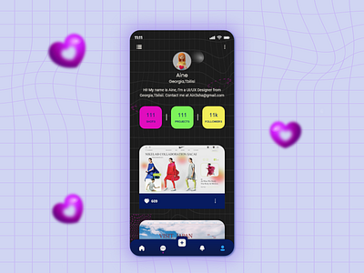 User profile💜 3d aplication design app apple application daily dailyui design app designe designer figma figma design graphic design iphone 12 pro minimal user user profile vector xd