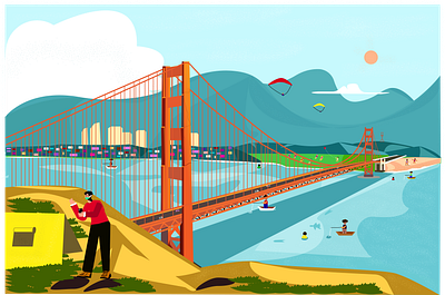 Golden Gate Bridge to Holiday bridge california golden gate holiday illustration illustrator ilustrator san francisco vocation