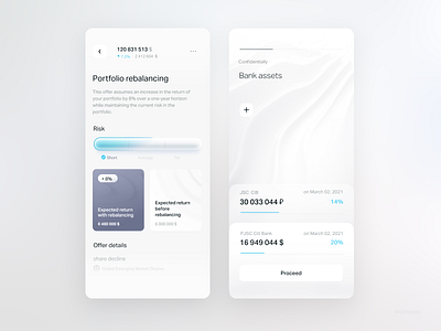 Private banking UI design by Milkinside assets background banking blue button fintech innovation layout onboarding private rating shadow simple stocks typography ui white