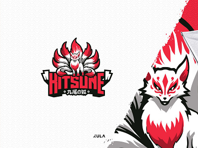 Kitsune 'nine tail fox' character mascot design badge branding design dribbble esport flat fox illustration japan kitsune logo ninetail shield typography vector