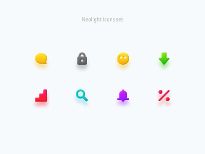 Neolight Icons set 3d design effect figmadesign glow icons light luminous morphism sketch vector volumetric