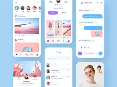 Social Media - Mobile App app design chat chating facebook hafiz hafiz rana instagram linkedin message messages messaging minimal mobile mobile app mobile design social social app social media social media app ui ux