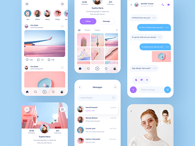 Social Media - Mobile App app design chat chating facebook hafiz hafiz rana instagram linkedin message messages messaging minimal mobile mobile app mobile design social social app social media social media app ui ux