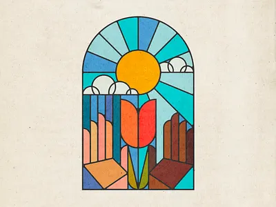 Rejoice! cloud diversity flower glass hands rain rejoice stained sun tulip