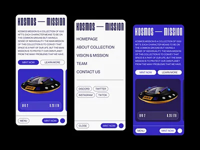 Kosmos Mission Responsive 2022 trends art direction clean creative design illustration menu mobile design navigation nft nft collection nfts responsive responsive design ui ui elements uidesign ux web web design