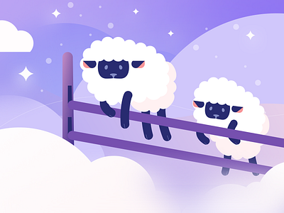 Counting sheep branding clouds dreaming flat illustration night sheep sleep stars