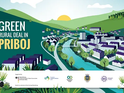 Poster illustration city ecology green illustration playful vector