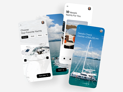 Yacht Booking Service Application app appdesign application booking booking app booking service application branding clean design graphic design light mode popular trend trending trends ui ui design uidesigner uiuxdesigner