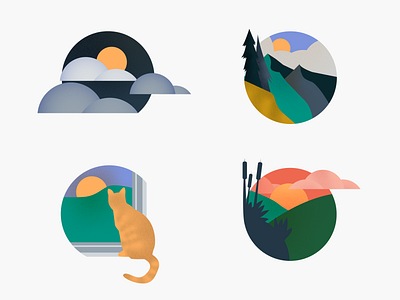 Annual Report Icons annual report cat clouds grain graphic design icon illustration maine mountain nature nature icon sun sunset