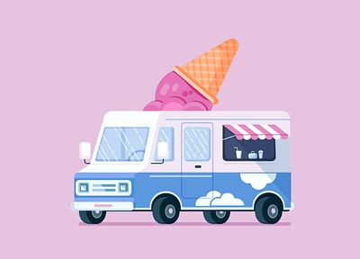 Sweet van adobe illustrator art candy car graphic design ice cream illustration summer van vector