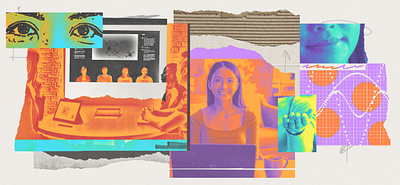 286 collage conference call editorial illustration illustration lo fi meetings torn paper video video conference