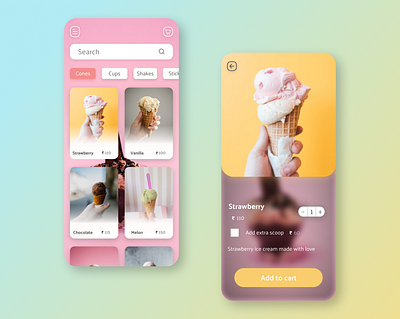 Ice Cream Therapy adobe xd app app design branding cafe design figma graphic design icecream icon illustration logo menu ui