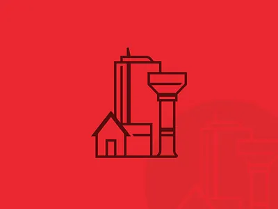 Paint Company Icon branding building geometry house icon line logo shape water tower