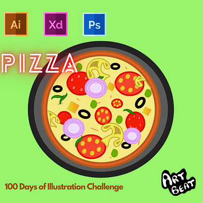 Day-4-Food Illustration - PIZZA branding design flat graphic design illustration logo typography ui ux vector