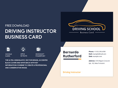 Driving Instructor Business Card Free Google Docs Template business card cards doc docs document google print printing template templates visit visiting