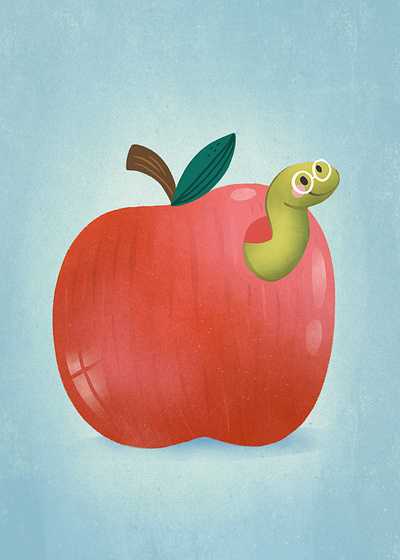 An Apple a day.... apple cute illustration procreate school worm