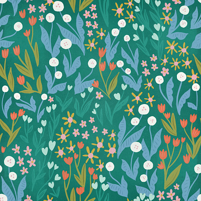 Emerald Fields field floral flower illustration pattern surface design widlflowers