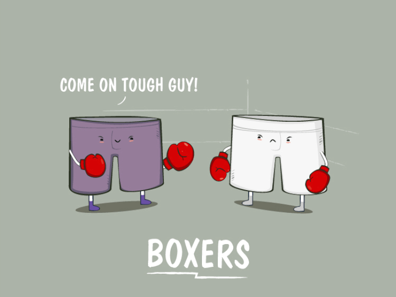 Boxers art boxers boxing design downsign fight funny gif pun punny quirky ring sam omo witty
