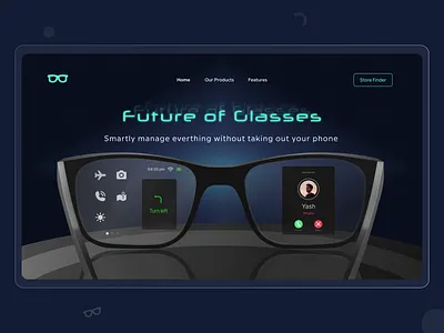 Smart Glasses ar argumented reality concept glass minimal technology ui vr web design website design