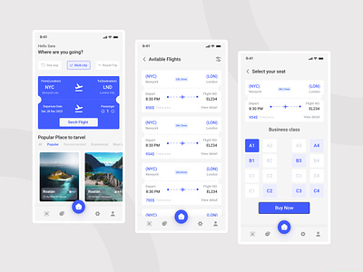 Flight Ticket Booking App airline airport app app mobile application blue boarding pass clean community daily ui design flight ios mobile plane product design ticket ticket app travel ui