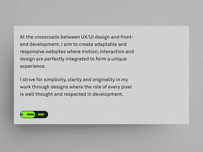 Portfolio 2021 – Responsive animation animation easter egg feature front end development interaction portfolio responsive uxui