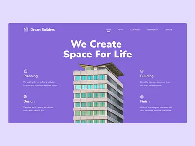 Construction building construction landing page purple ui design web design