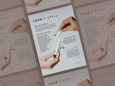 Lash / Spell One Sheet 2d adobe indesign adobe photoshop beauty branding design freelance graphic design illustrator minimal poster design product design typography