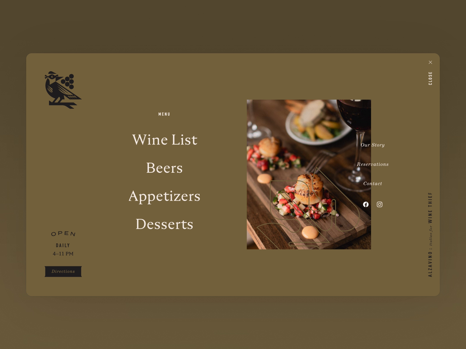 Alzavino Website Side Navigation