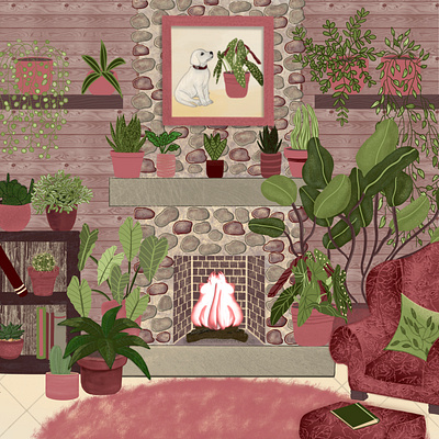 Plant Retreat design hand drawn illustration procreate